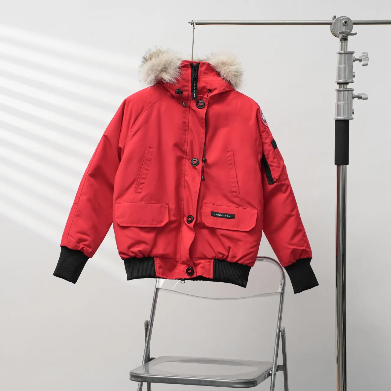 P720 CANADA GOOSE丨Canada Goose 02 hooded fur collar down jacket Color: Chinese Red Size: XS-XL
